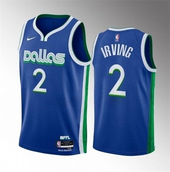 Men's Dallas Mavericks #2 Kyrie Irving Blue 2023/23 City Edition Stitched Basketball Jersey